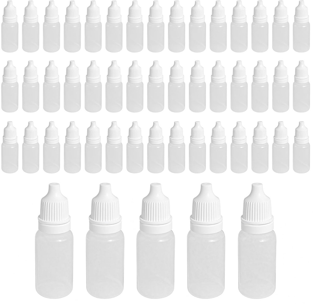 Dailygoods- Druppelfles 15 ml - Druppelflesjes 50 stuks - Dosingdeksel - Schroefdop - Kunststof - Lage dichtheid polyethyleen - Druppelflesje