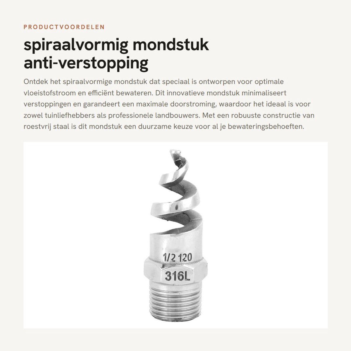 Dailygoods- Mondstuk Spiraalvormig - Roestvrij Staal - Anti-verstopping - Buitendraad - G1/2 DN15 - Maximaal Debiet - Sproeier