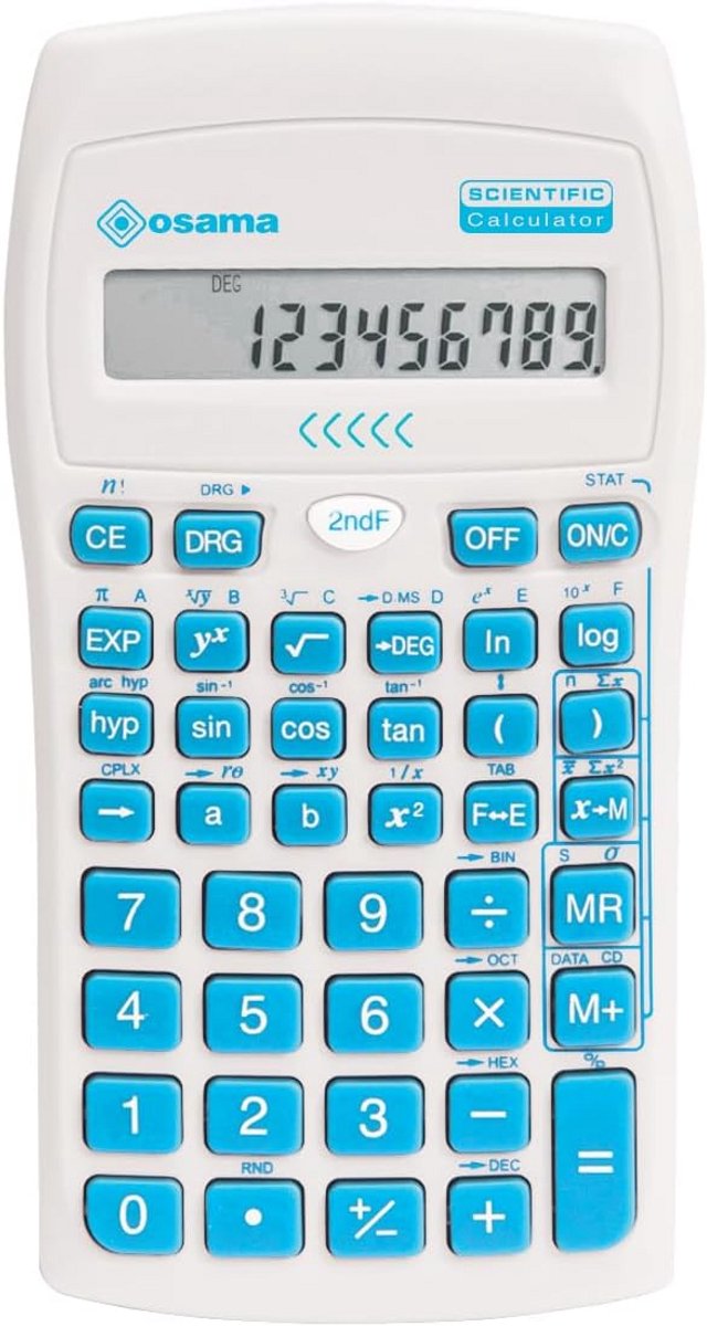 Wetenschappelijke Rekenmachine - School Rekenmachine - Staatsexamen Voorbereiding - 56 Functies Schuifhoes - 16.3 cm - Lichtblauw