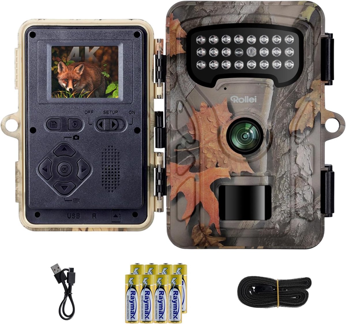 Wildlife Camera - Wildcamera Observatiecamera - Natuurlijk Gedrag Vastleggen - 0.4s Activeringstijd - 48 MP 4K - Camouflage