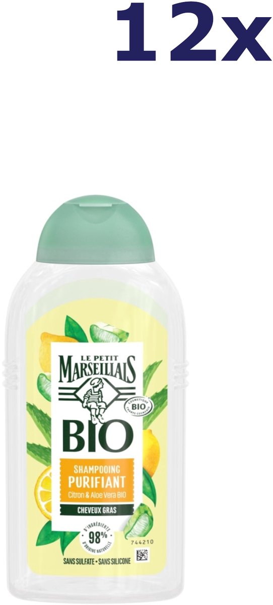 12x Le Petit Marseillais Biologische shampoo met citroen en aloë vera voor vet haar