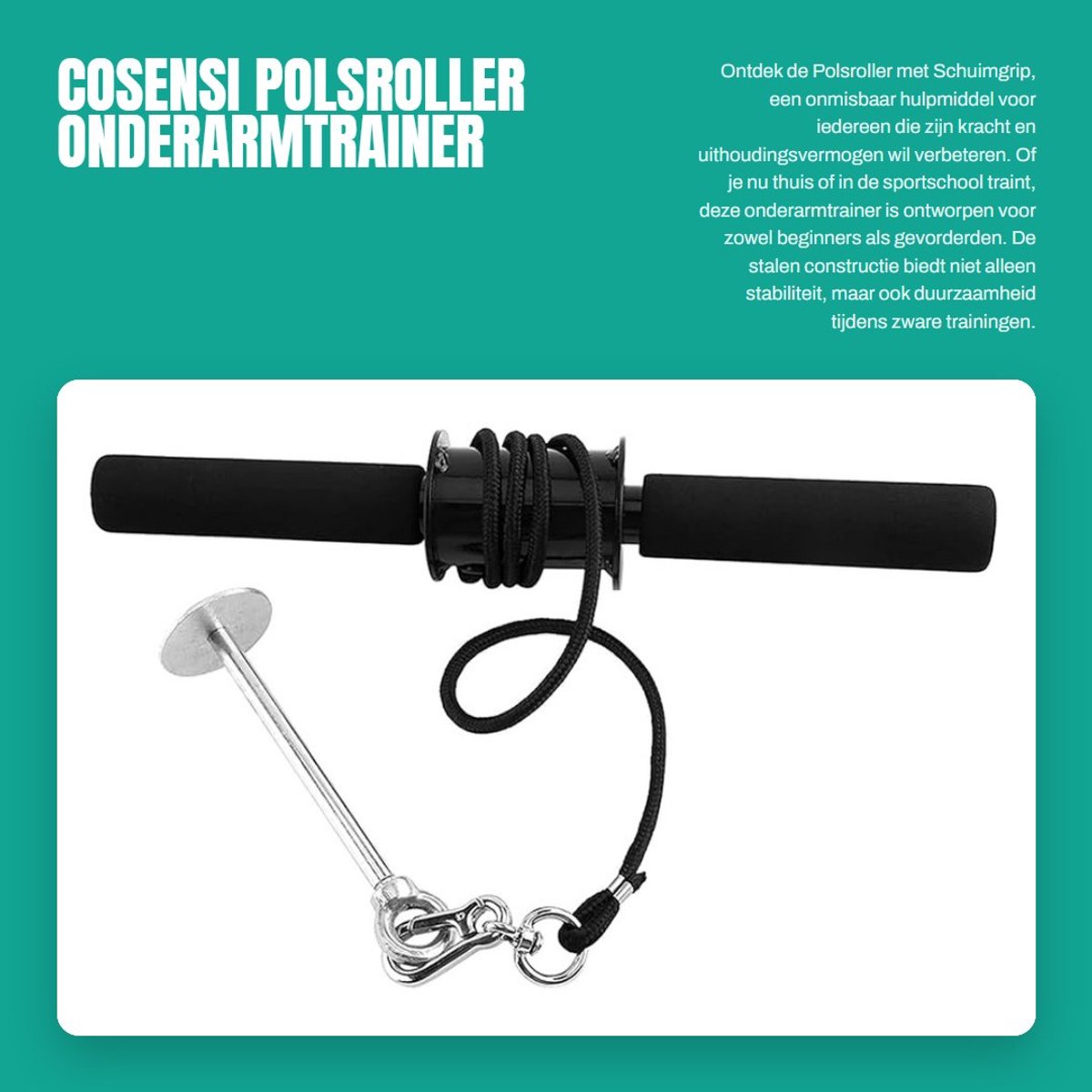 Dailygoods- Polsroller Stalen Constructie - Onderarmtrainer - Krachttrainingsapparatuur - Handkrachttraining - Antislipontwerp - Eenvoudig Gewichtsbeheer