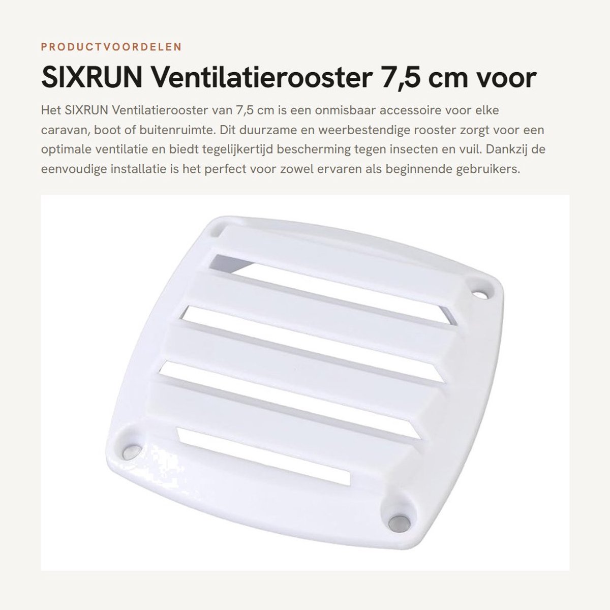 Dailygoods- Ventilatierooster 7,5 cm - Ventilatie - Afzuigventiel - Ventilatierooster afsluitbaar - Schoepenrooster - Weerbestendig en UV-bestendig - Luchtrooster