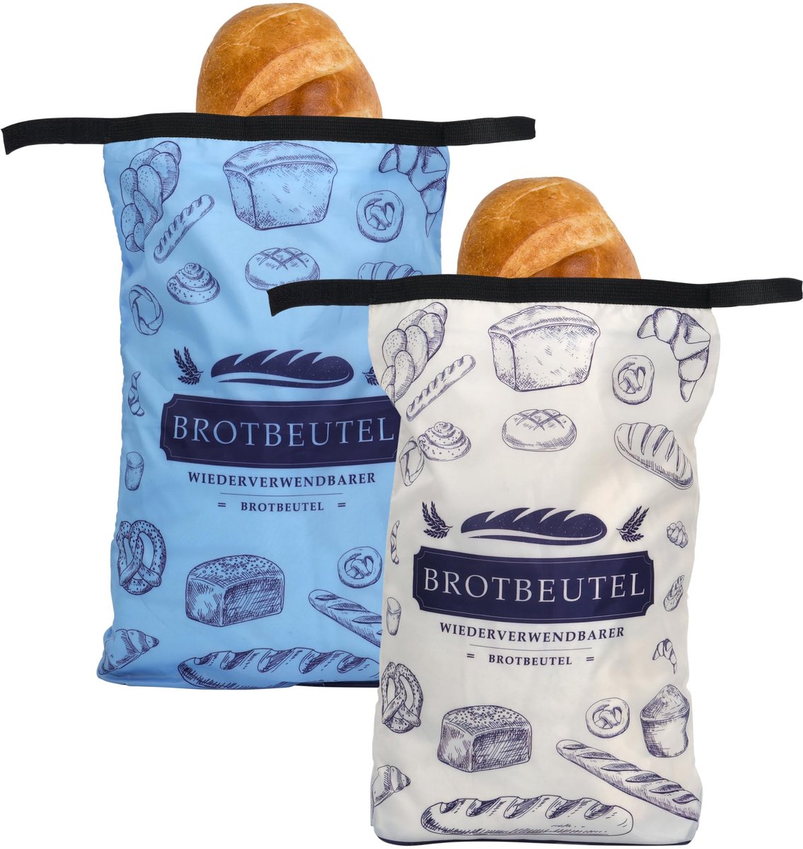 Dailygoods- Broodzakken Herbruikbaar 2 Stuks - Voedselveilige Zakken - Machinewasbaar - Duurzaam Materiaal - 305 x 430 mm - Voor Versgebakken Brood - Broodtrommel