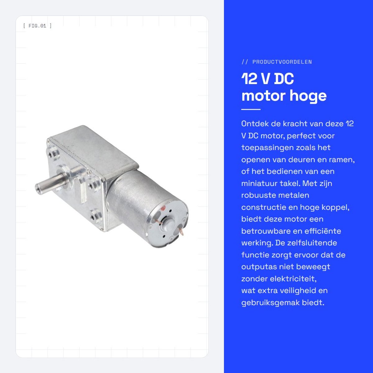 Dailygoods - 12 V DC motor - hoge koppel - zelfsluitend - met schroeven - gear motor - ideaal voor deuren en ramen