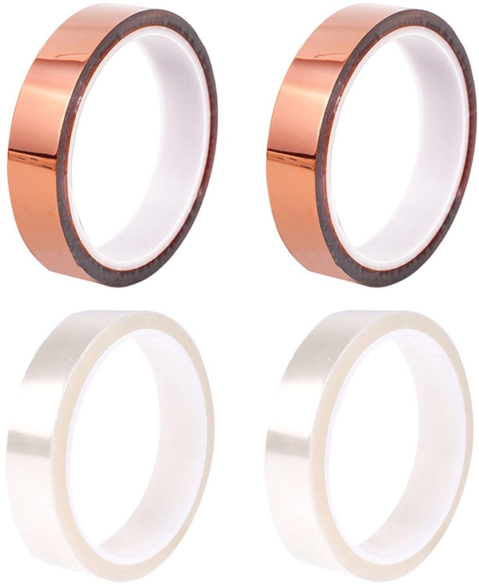 Dailygoods - Heat Resistant Adhesive Tape - Isolatie Tape - Multifunctioneel - 2cm breed - Polyimide Tape - Perfect voor elektronica - 4 stuks