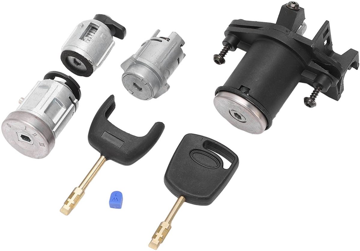 Dailygoods - Ontsteking Starter - Schakelaar Contactslot - Vervangingsset Auto Deurslot - Geschikt voor Fiesta MK5 - Cyclinder Set - Hoogwaardige Auto...