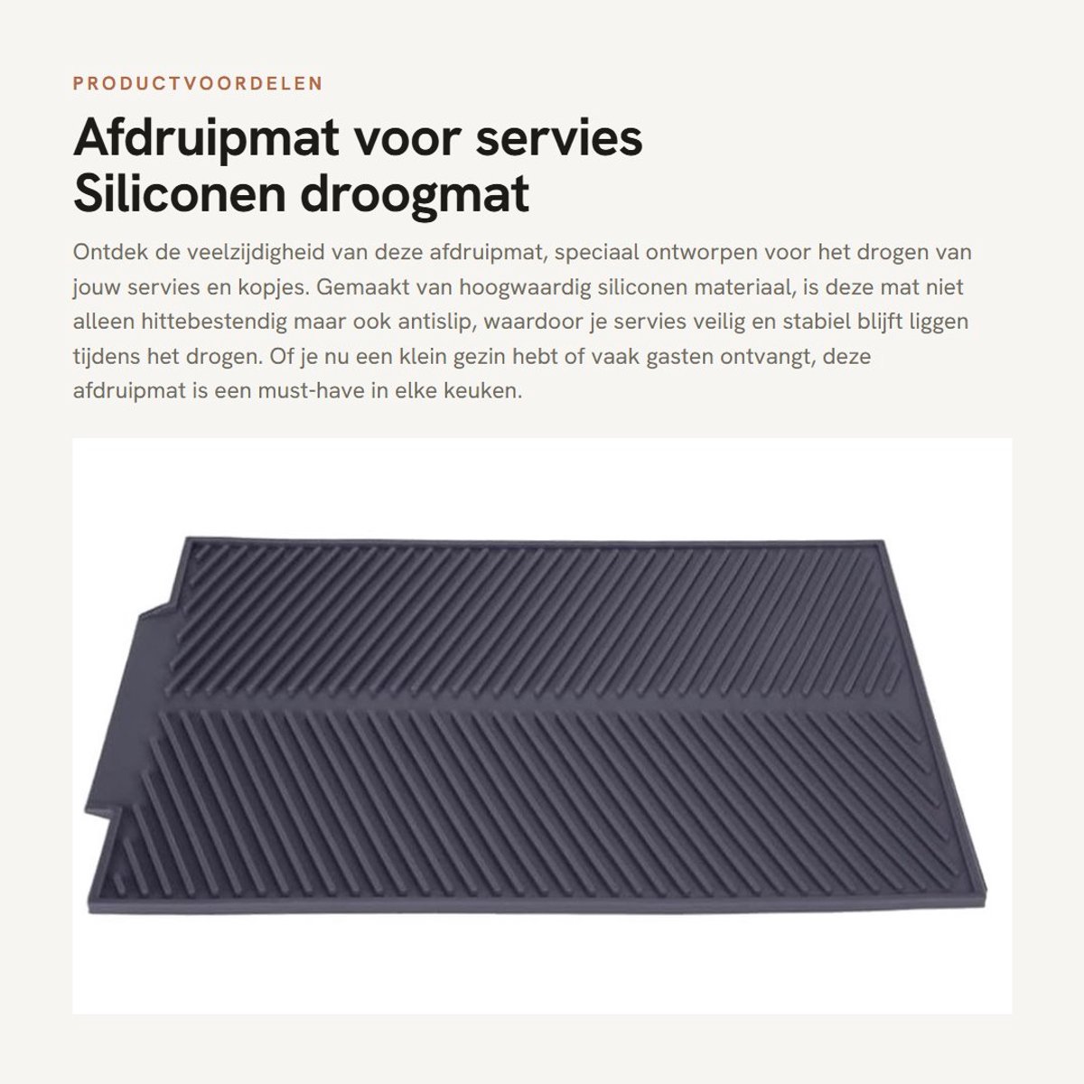Dailygoods- Afdruipmat siliconen - Hittebestendig - Antislip - Rechthoekig - 39 x 25 cm - Gemakkelijk op te bergen - Droogmat