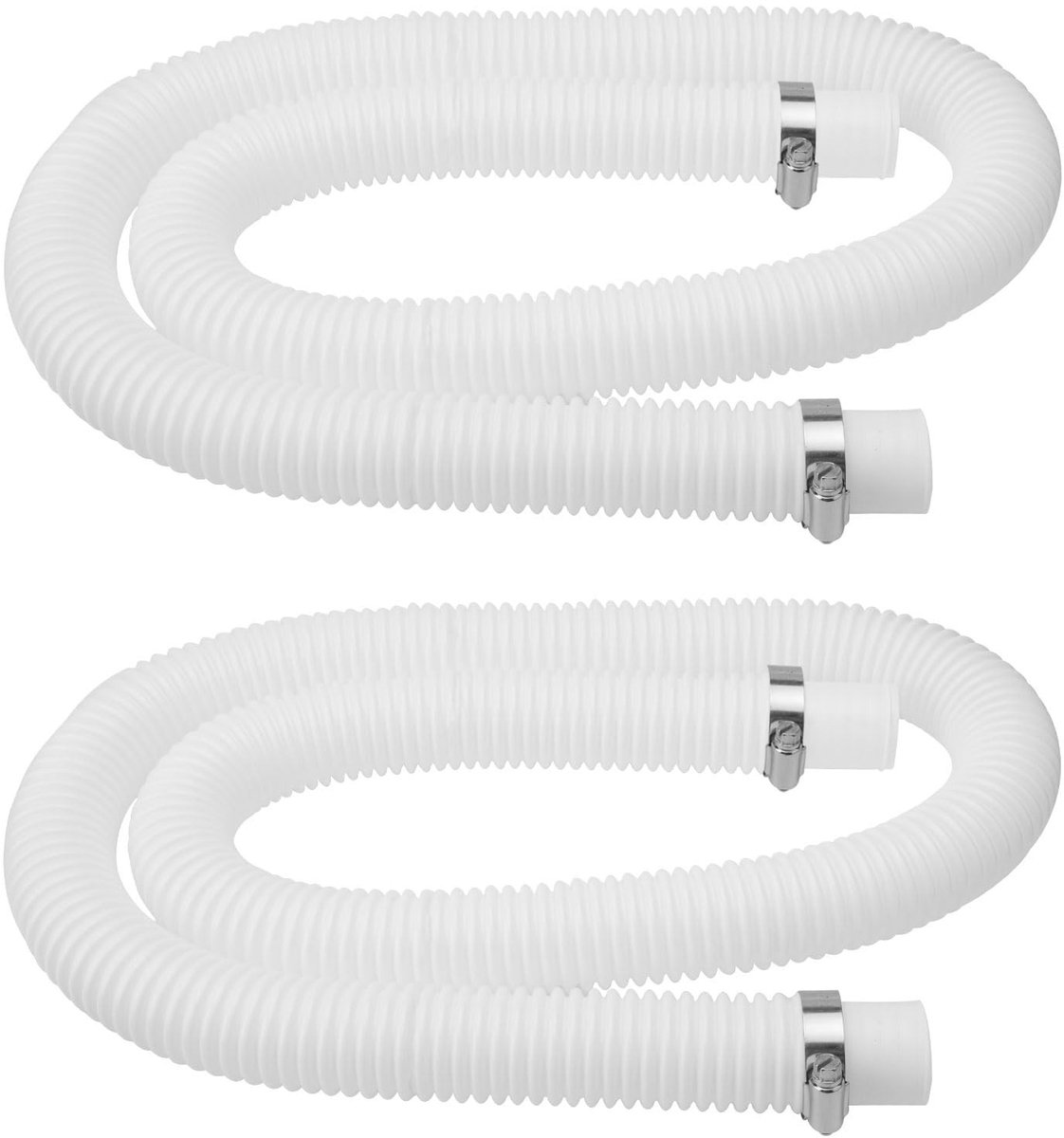 Dailygoods- Zwembadslang 32 mm - 2 Stuks - Pompslang - Veiligheidsclips - Flexibel Polyethyleen - 150 cm lengte