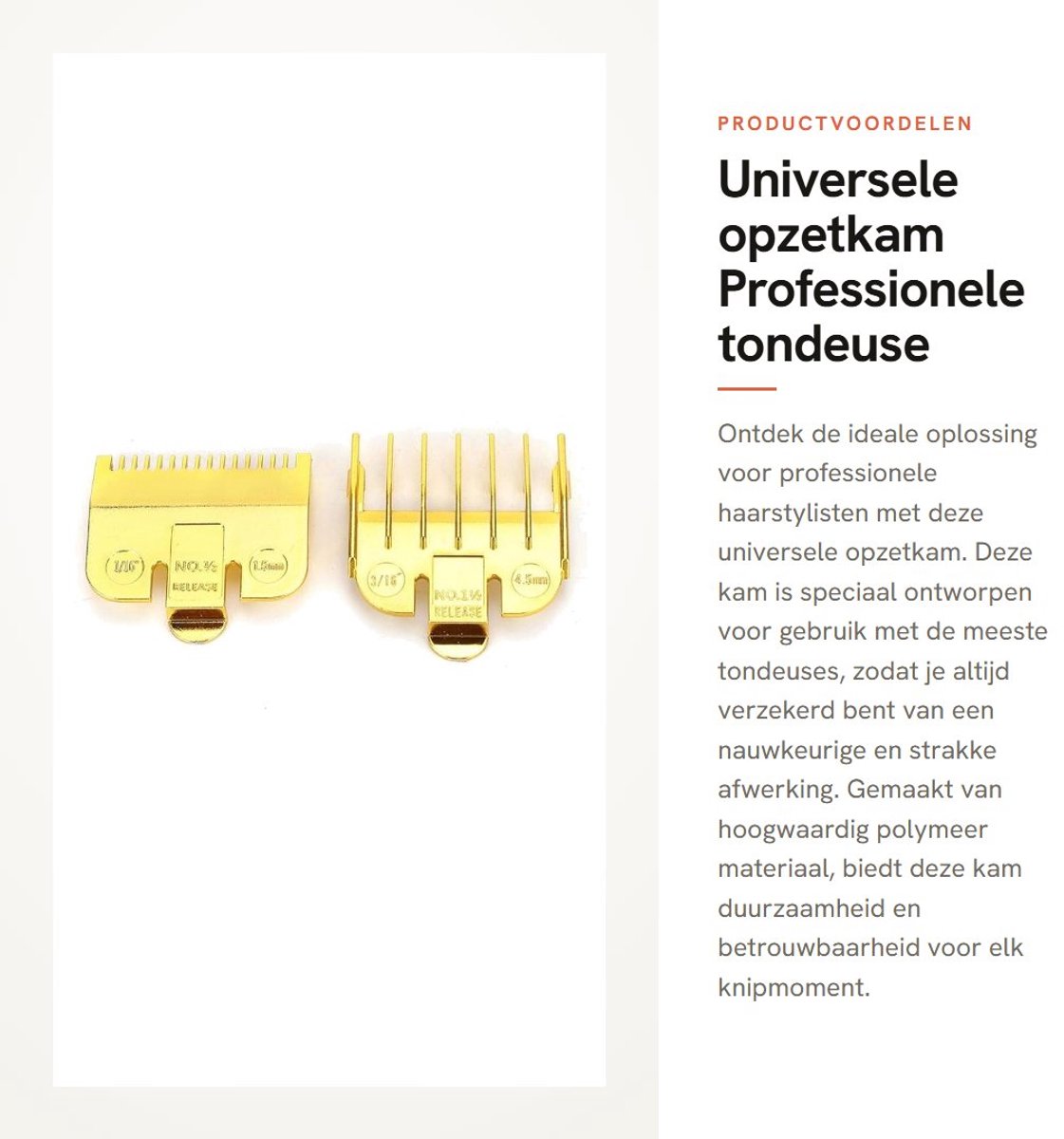 Dailygoods - Universele opzetkam - Professionele tondeuse accessoires - Goud - Haar knippen - Geschikt voor haarstylisten - Kammen voor trimmers