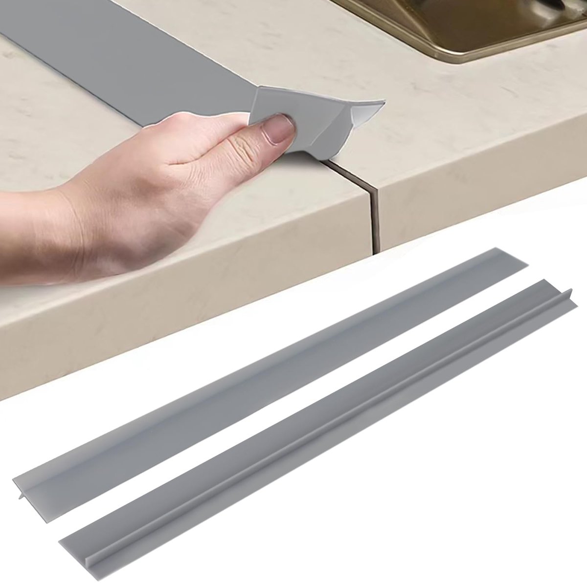 Dailygoods- Werkblad Verbindingsrail - Afdichtstrip Keuken - Gatenvuller - Voegenlijst - Onderhoud - Flexibel Silicone 63 cm