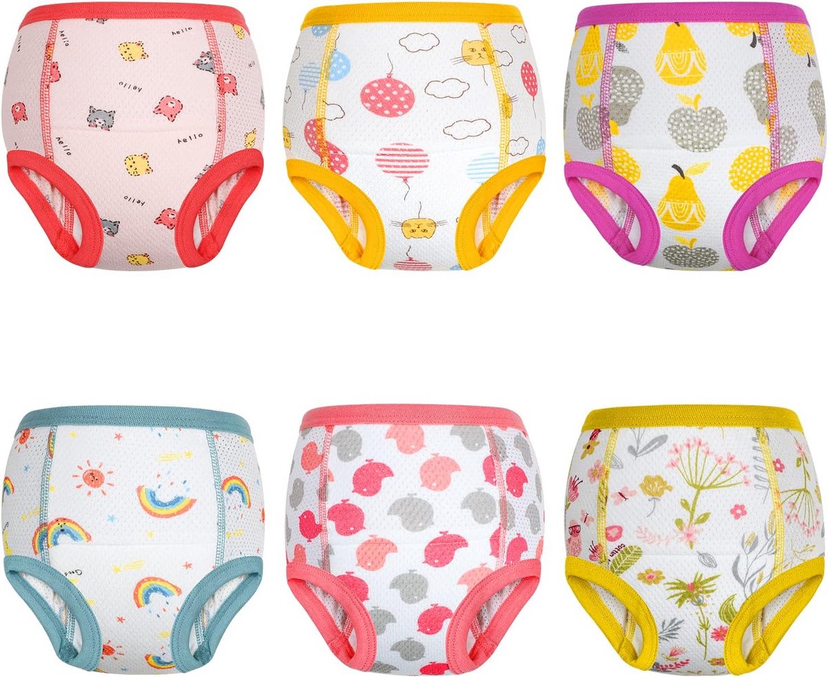 Oefenbroekjes Jongens Meisjes - Zindelijkheidstraining Broekjes - Zindelijkheid Leren - 6 Absorberende Lagen - 6 Stuks - Multicolor