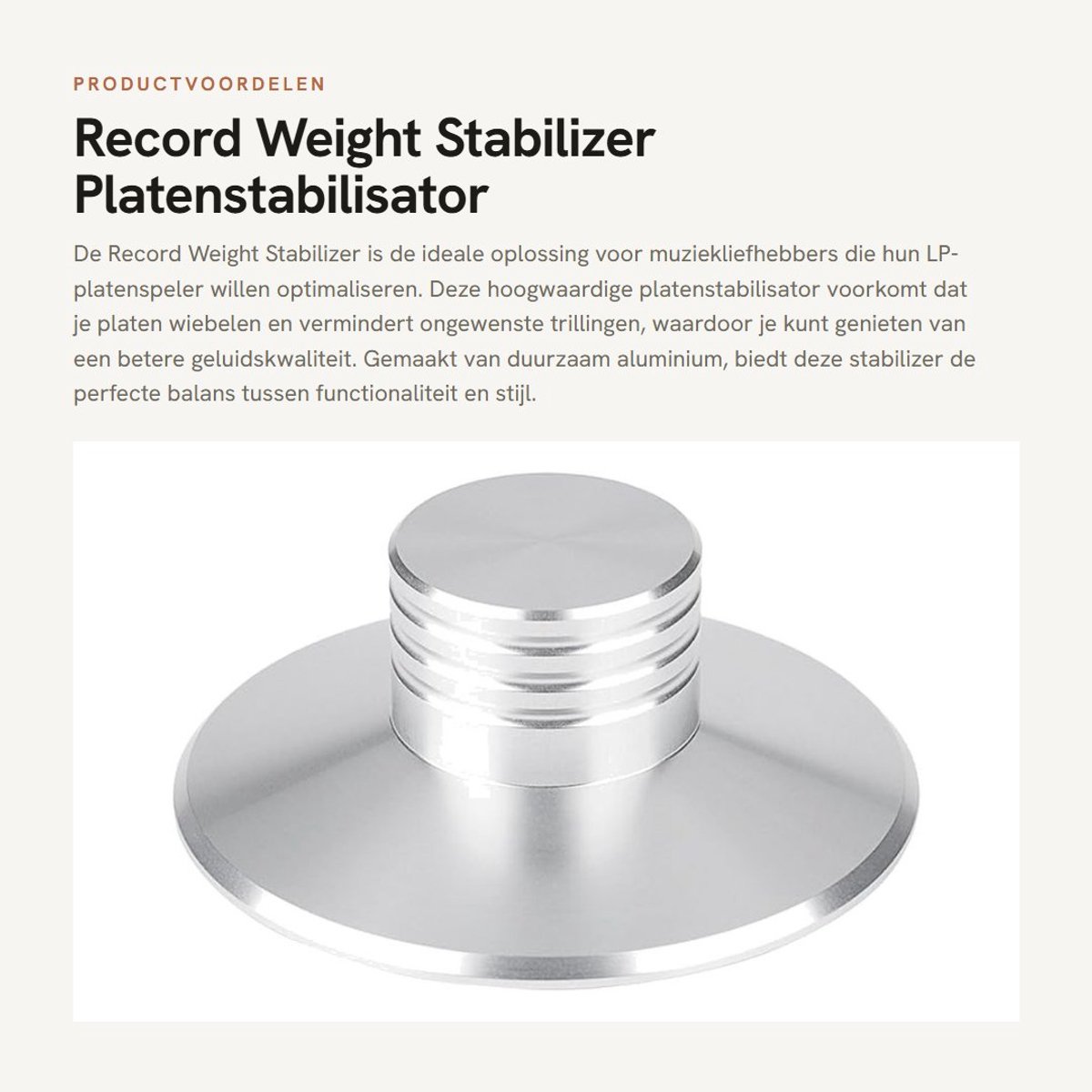 Dailygoods- Record Stabilizer Hoogwaardige Aluminium - Platen Gewicht - Trillingen Reducer - Lichtgewicht - LP Speler - Akoestische Kwaliteit - Platengewicht