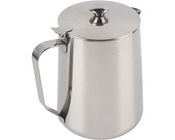 Opschuimkan Melk - Koffiekan Barista - Latte Art Maken - Lekvrije Tuit - 1000ml - Zilver