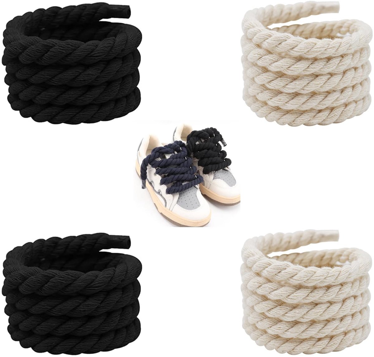 Dailygoods- Veters 160 cm - Dikke Ronde Veters - Duurzaam - Voor Sneakers/Hardloopschoenen - Lichtgewicht - Effen Kleur - Schoenveters