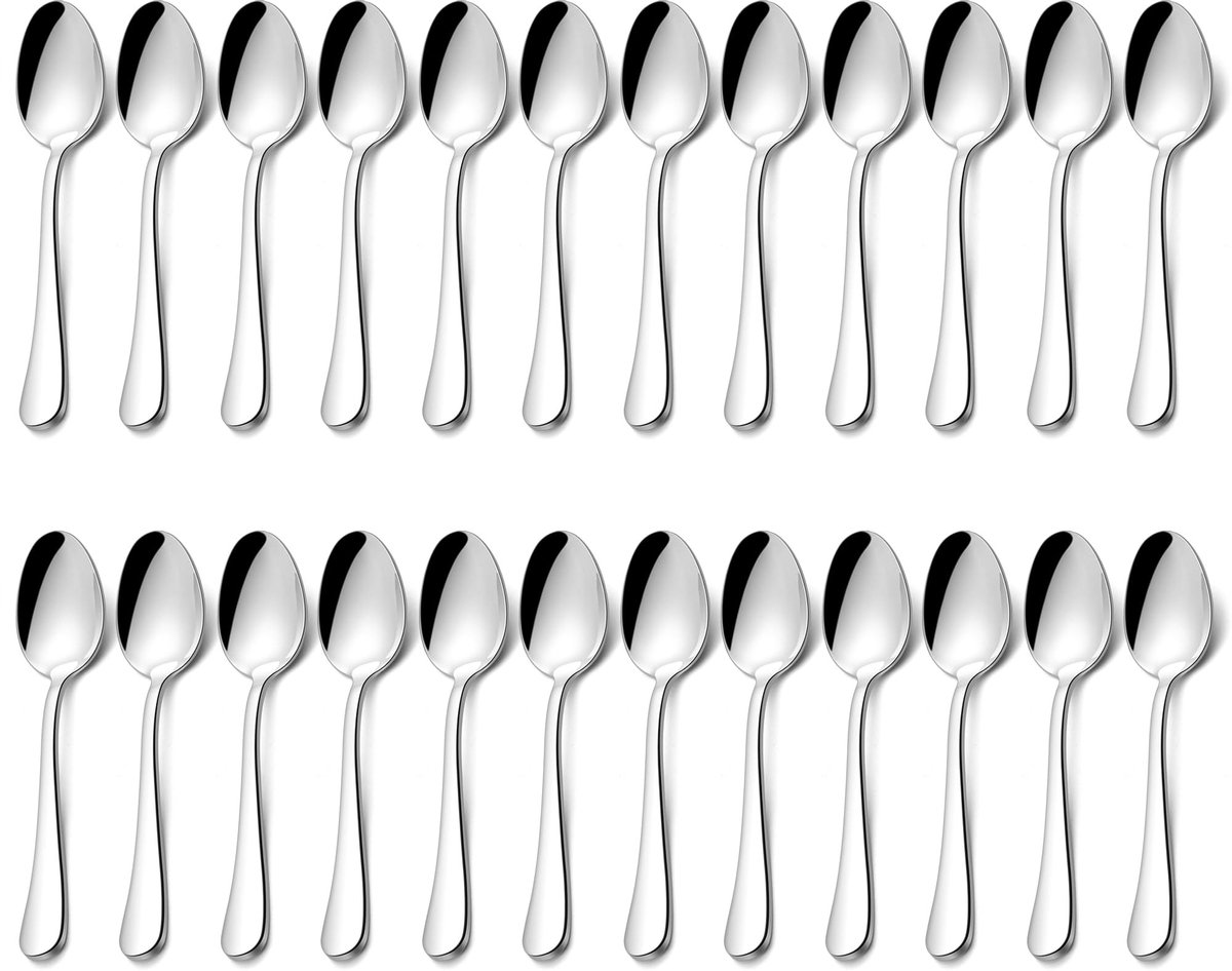 Dailygoods- Koffielepels 24 Stuks - Roestvrij Stalen Theelepels - Hoogglans Gepolijst - Vaatwasmachinebestendig - 13,5 cm - Ergonomisch Design