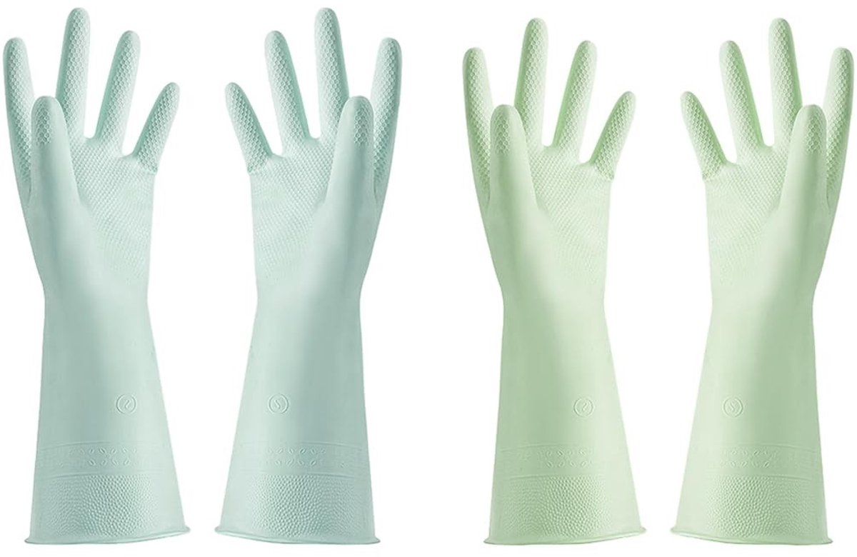 Dailygoods- Reinigingshandschoenen Antislip - 2 Paar - Multifunctioneel - Herbruikbaar - Waterdicht - Hoogwaardig Rubber - Schoonmaakhandschoenen