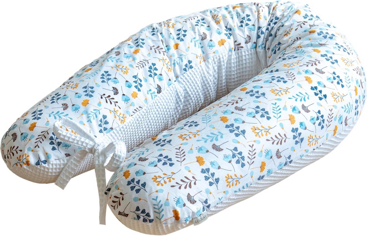 Verzorgingskussen XXL - Zwangerschapskussen - Comfortabel Slapen - Ademend Pique - 170 cm - Turquoise Geel