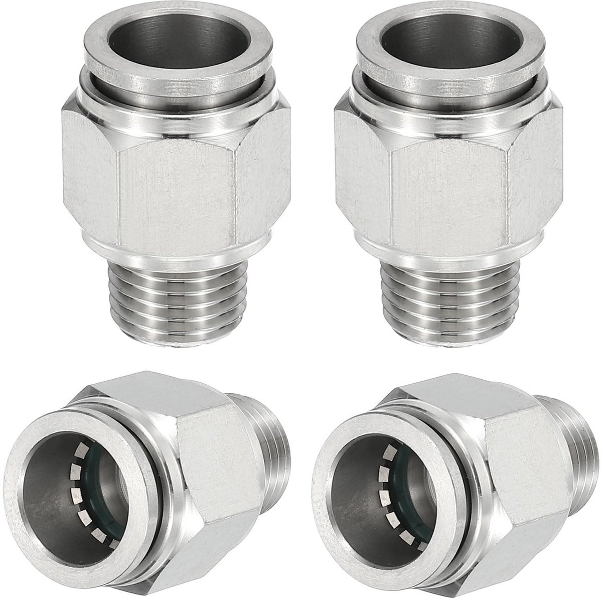 Dailygoods- Push to Connect Fitting - 2 Stuks - 1/2" Buis OD x 1/4" NPT Buitendraad - Rechte Fitting - 304 Roestvrij Staal - Gereedschapsvrije Verbinding - Pneumatische Fitting