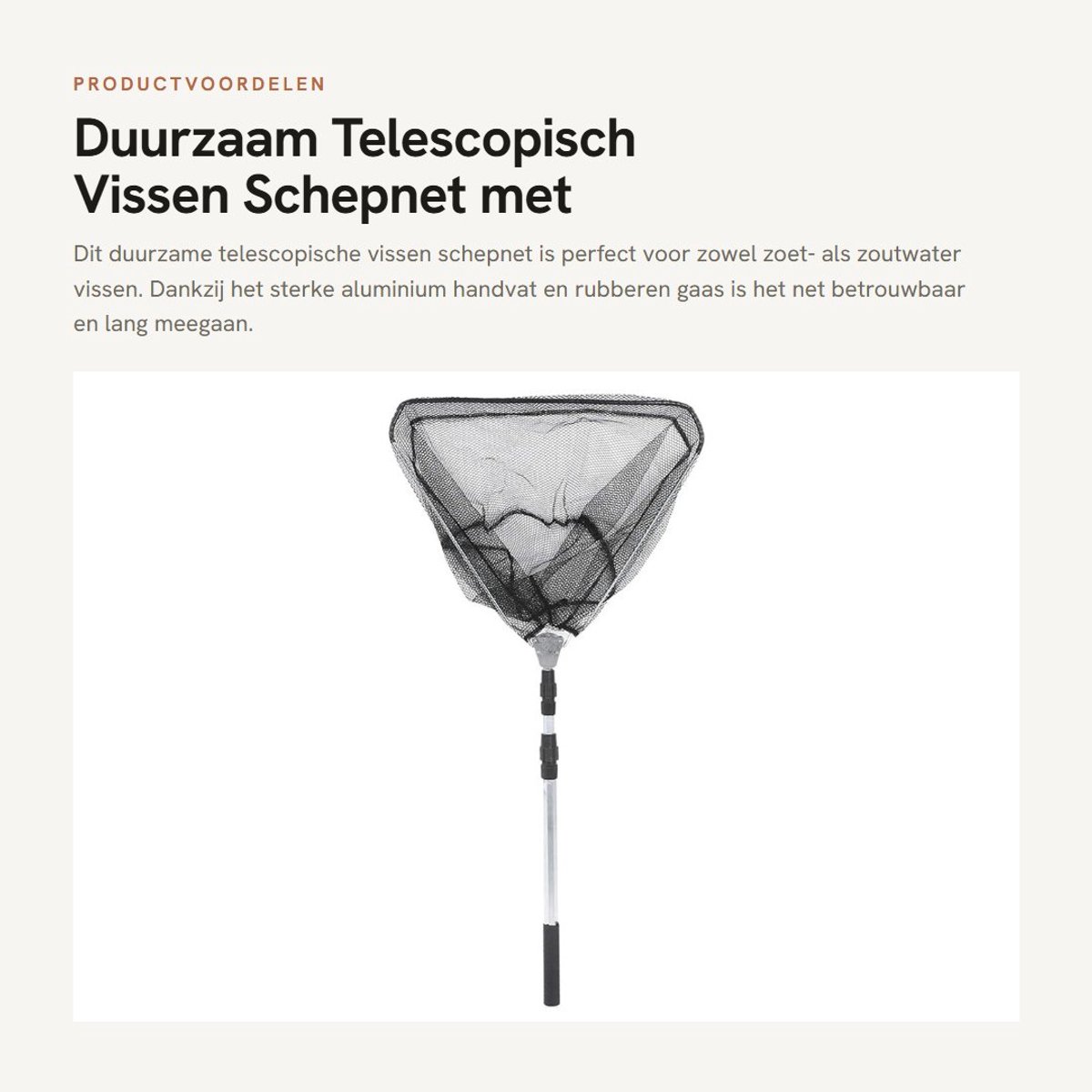 Dailygoods- Visnet Duurzaam Nylon - Telescopisch Hengel - Aluminium Handgreep - Lichtgewicht Gaas - Geschikt voor Zoet/Zoutwater - Schadevrij voor Vis