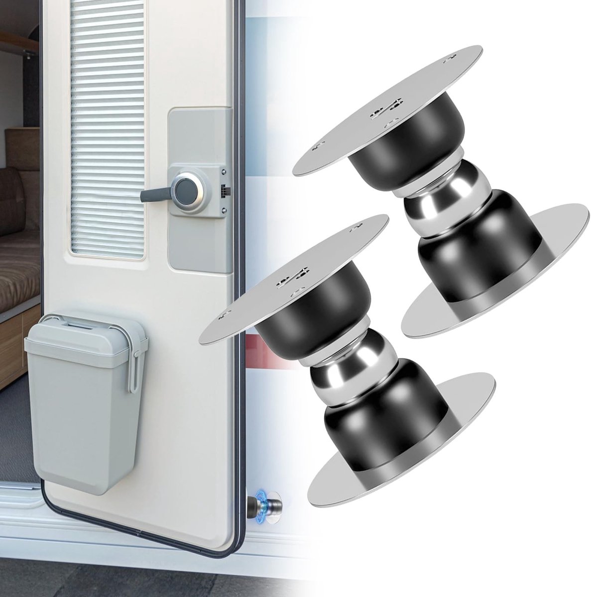 Dailygoods- Deurhouder Magnetisch - Deurstopper voor Campers - Roestvrij Stalen Deurbuffer - Deurvastzetter met Sterke Lijm - Duurzaam Ontwerp - Voorkomt Schade