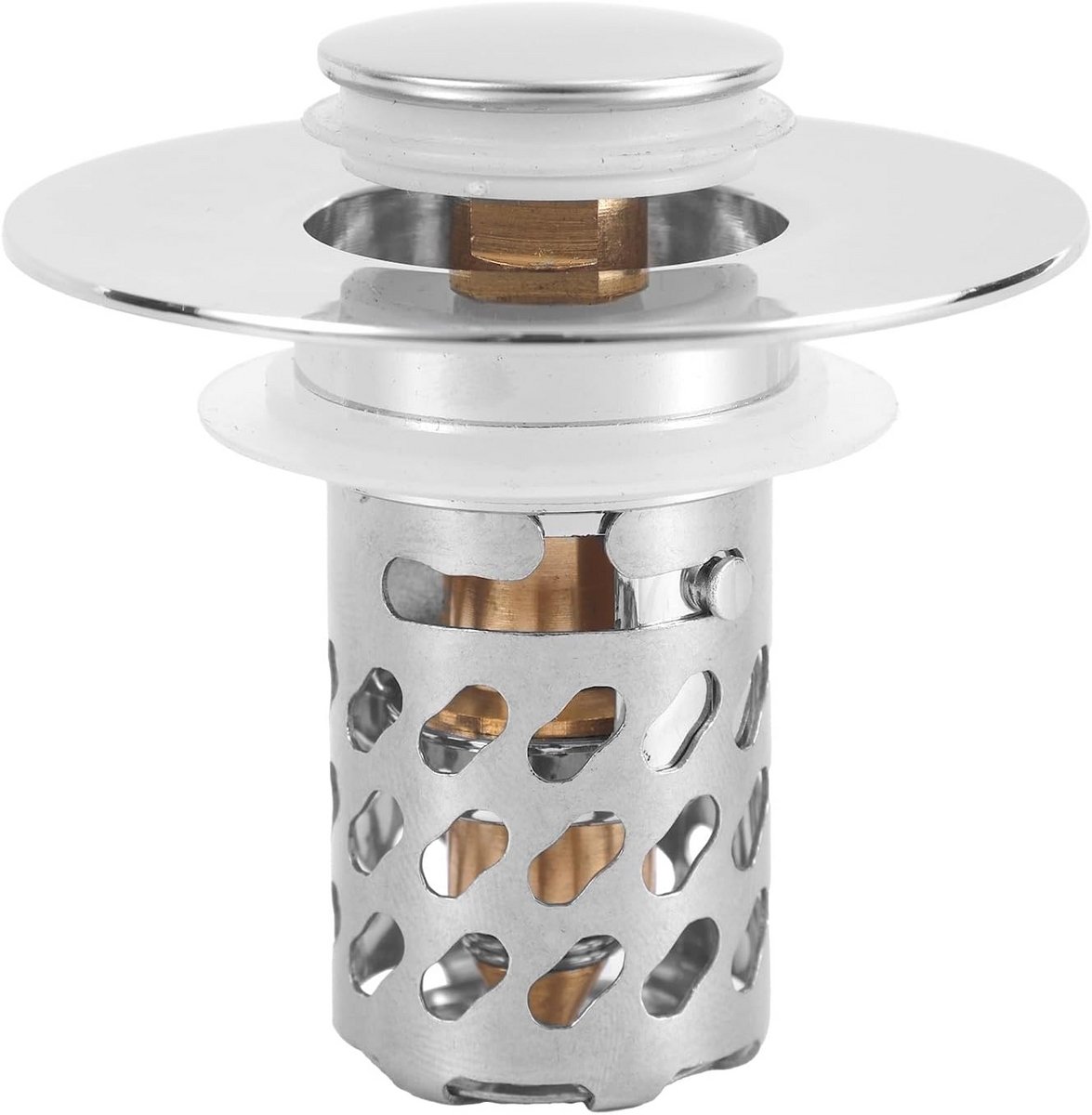 Wastafel Stop - Afvoerfilter Zeef - Verstopping Voorkomen - Inclusief 3 Maten - 3-6 cm Gat - Zilver Wit