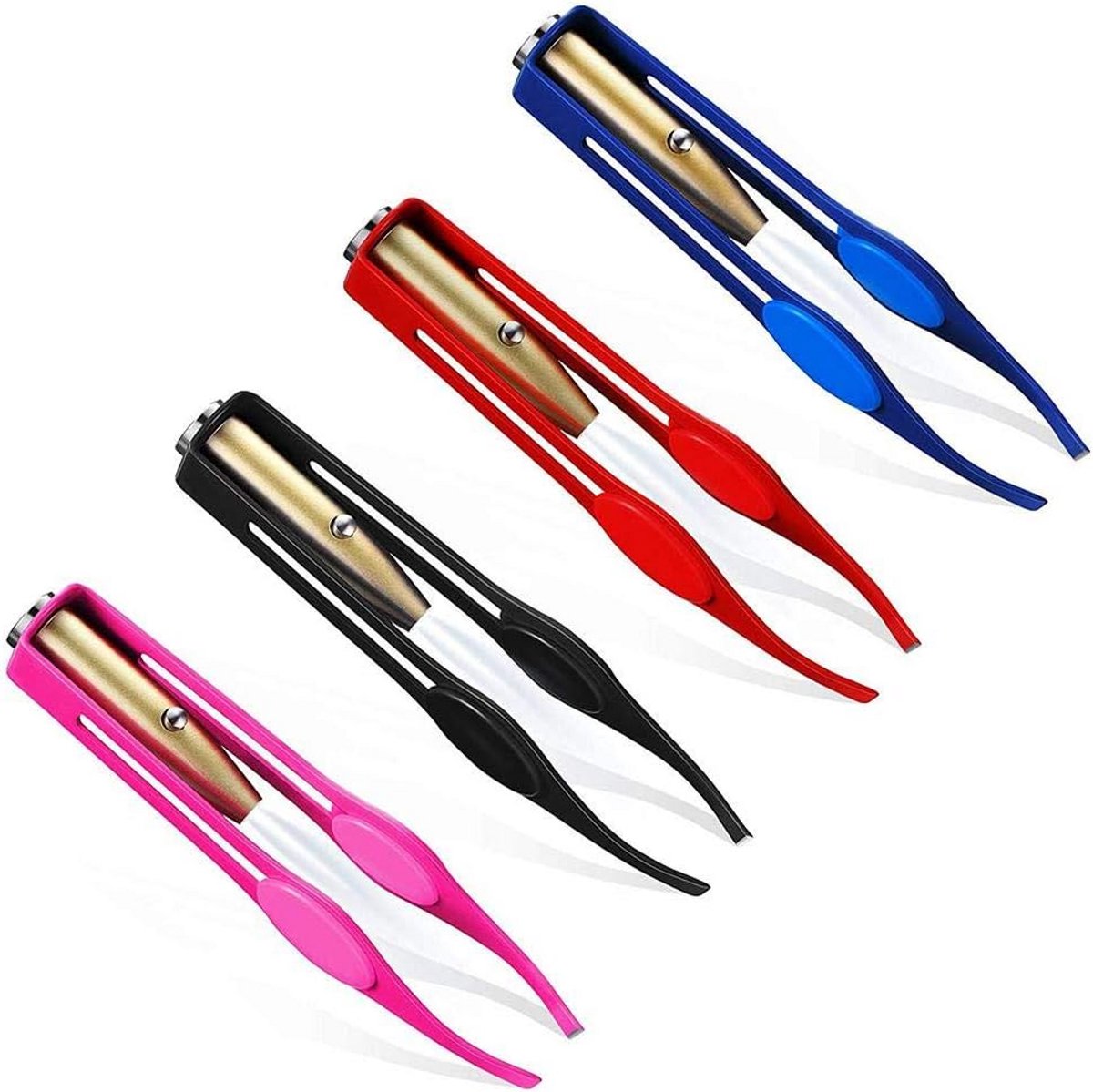LED Pincet - Make-up Hulp - Precisie Ontharen - Ingebouwd Licht - 4 Stuks - Multicolor