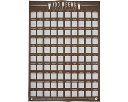 Kras Poster - Bucket List - Bier Ontdekken - 100 Wereld Bieren - 42 x 594 cm - Mat