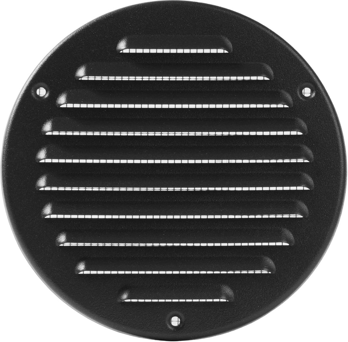 Metalen Ventilatierooster - Rond Rooster - Binnenklimaat Verbeteren - Geïntegreerd Vliegengaas - 12 cm Opening - Zwart