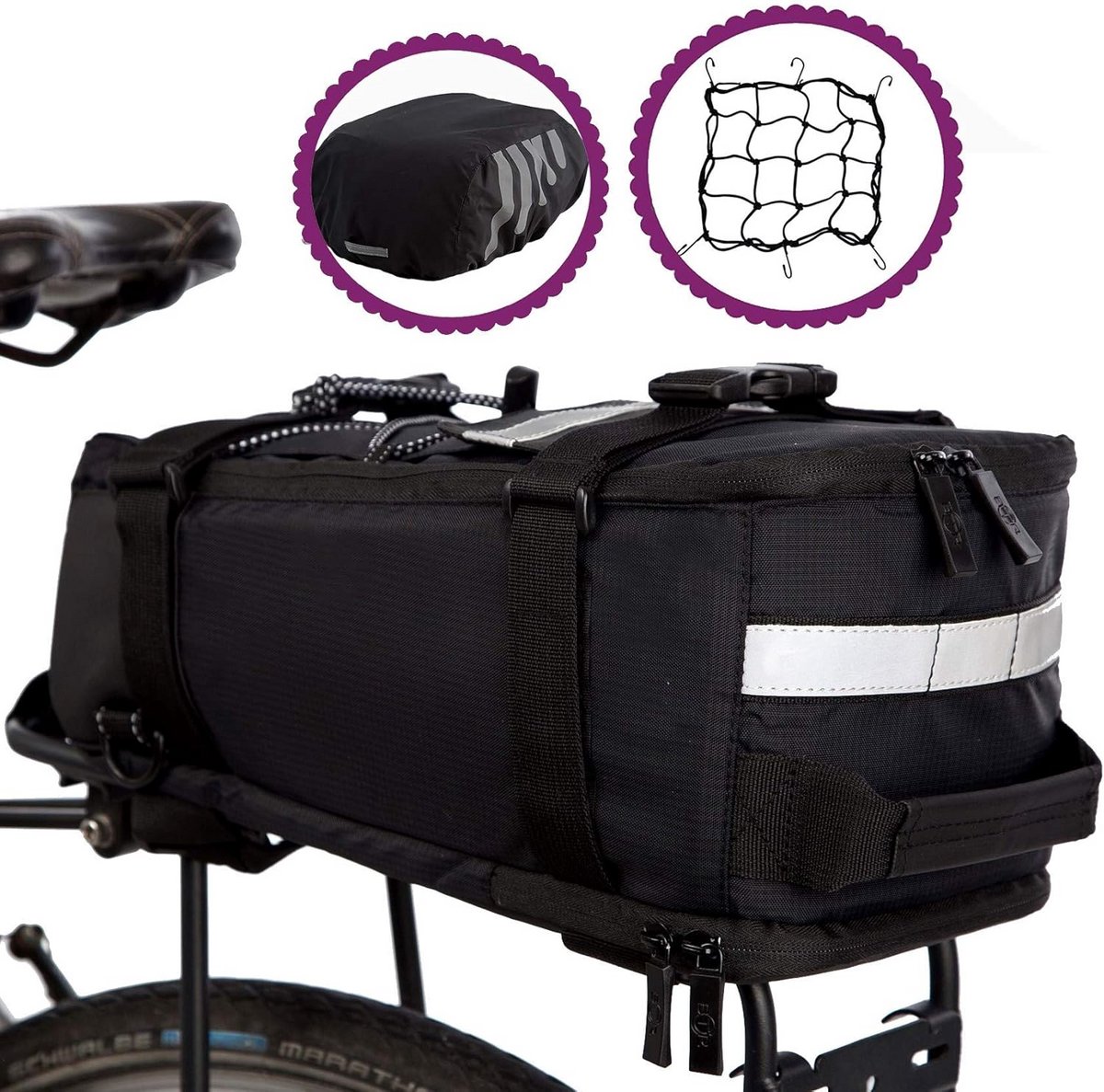 Fietstas Bagagedrager - Fietsaccessoire Opbergtas - Fietsen en Reizen - Waterafstotend Materiaal - 33x18x16 cm - Zwart