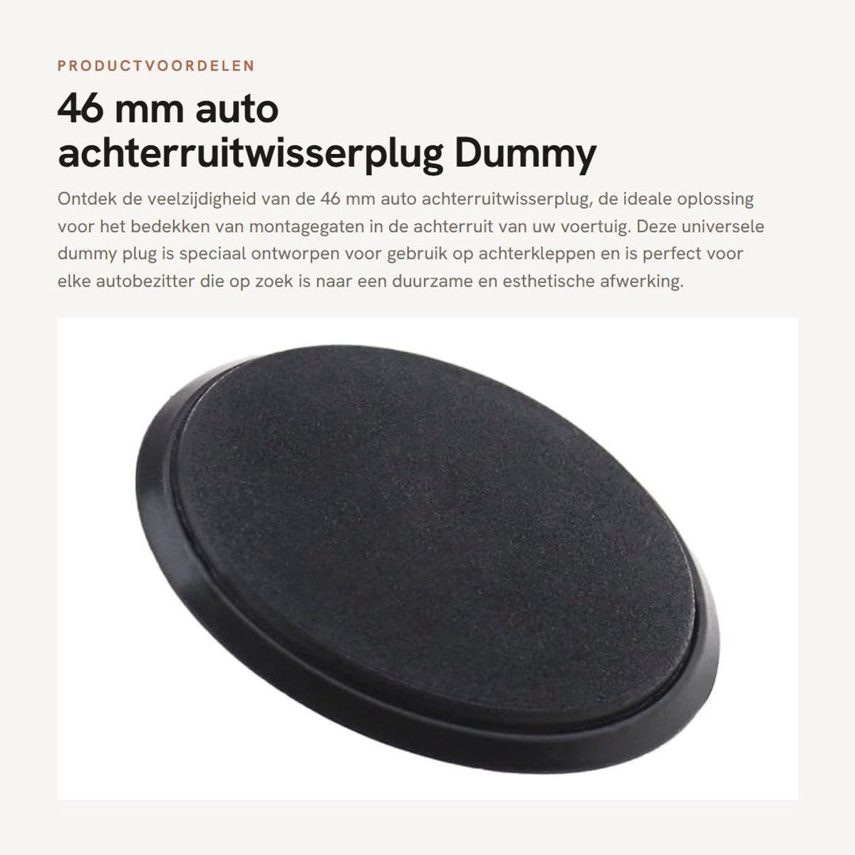 Dailygoods- Achterruitwisserplug 46 mm - Dummy Plug - Antenne/achterruit - Hoogwaardig ABS - Zwart - Geschikt voor 16 mm hoogte - Blindplug
