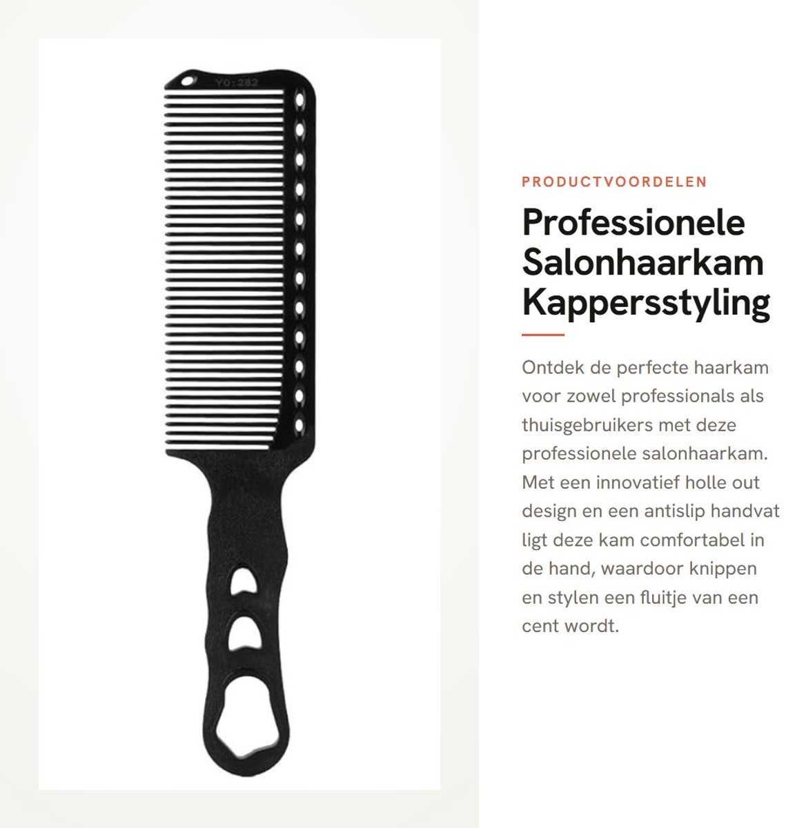 Dailygoods- Haarkam Professioneel - Antislip Handvat - Hoge Temperatuurbestendigheid - Kapperskam - Ergonomisch Ontwerp - Gladde Kamtanden