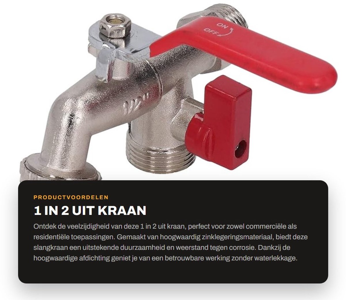 Dailygoods- Slangkraan Duurzaam - Dubbele Ventielkraan - Corrosiebestendig - Irrigatie Toepassingen - Geen Waterlekkage - Langdurige Levensduur - Tuinkraan