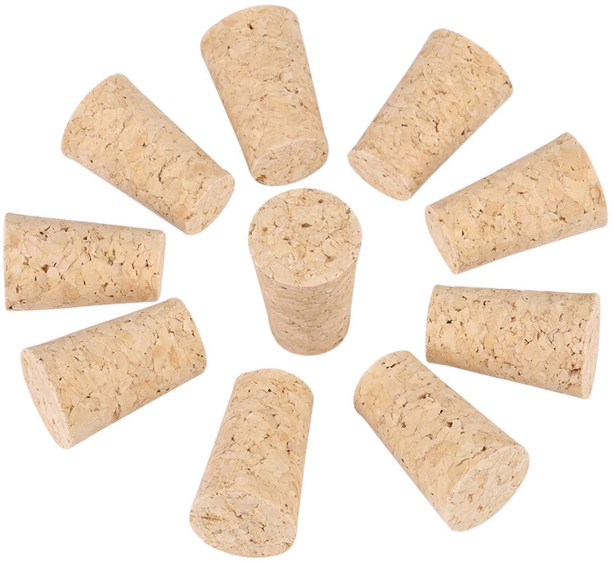 Dailygoods- Kurkstoppers Houten - 10 Stuks - Wijnflesstopper - Bierflesstopper - Gemakkelijk Te Gebruiken - Afmetingen 22/20 * 17/15 * 35 mm - Flesstopper