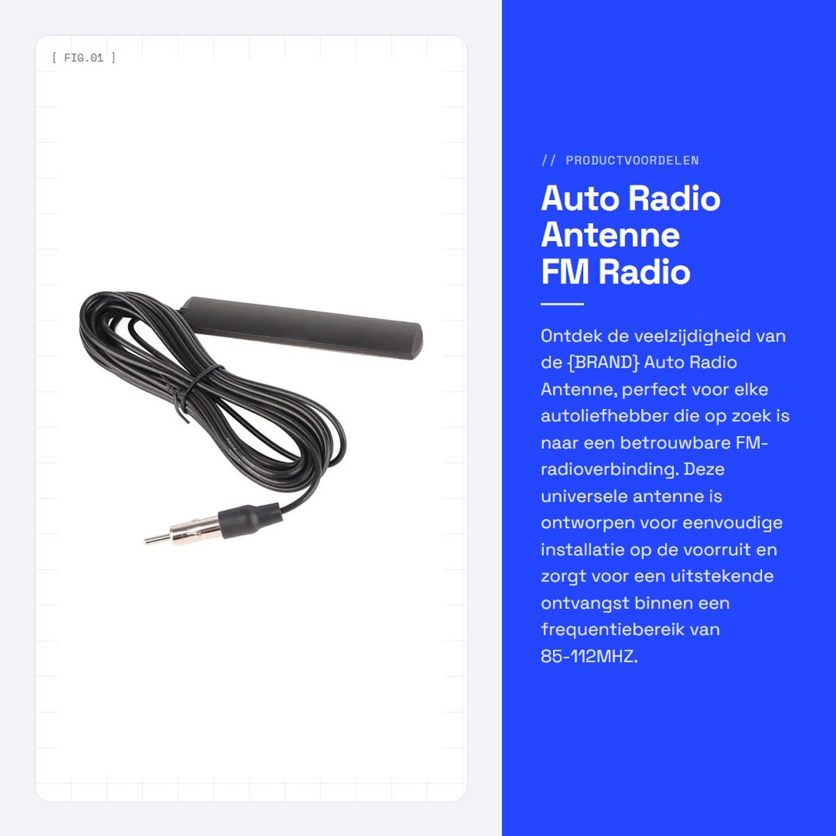 Dailygoods- Auto Antenne Universeel - Compact Design - 5 Meter Kabel - Frequentiebereik 85-112MHZ - Professionele Kwaliteit - Geschikt voor Auto/Motor - Radio Antenne