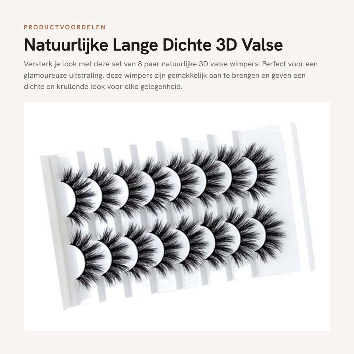 Dailygoods- Valse Wimpers 8 Paar - Natuurlijke Lange Dichte 3D - Krullende Wimpers - Wimperlijm - Wimperoplosser - Geschikt voor dagelijks gebruik