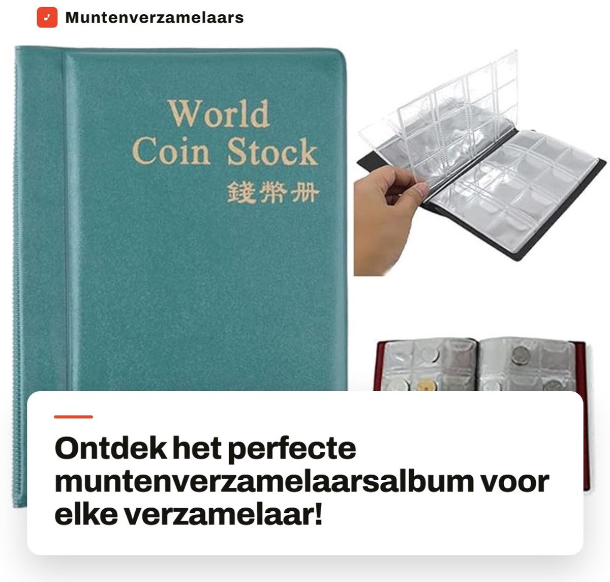 Dailygoods- Muntenalbum 120 munten - Professioneel verzamelboek - 10 pagina's - Geschikt voor petten/penningen - Klein formaat - Duurzaam materiaal - Muntenhouder