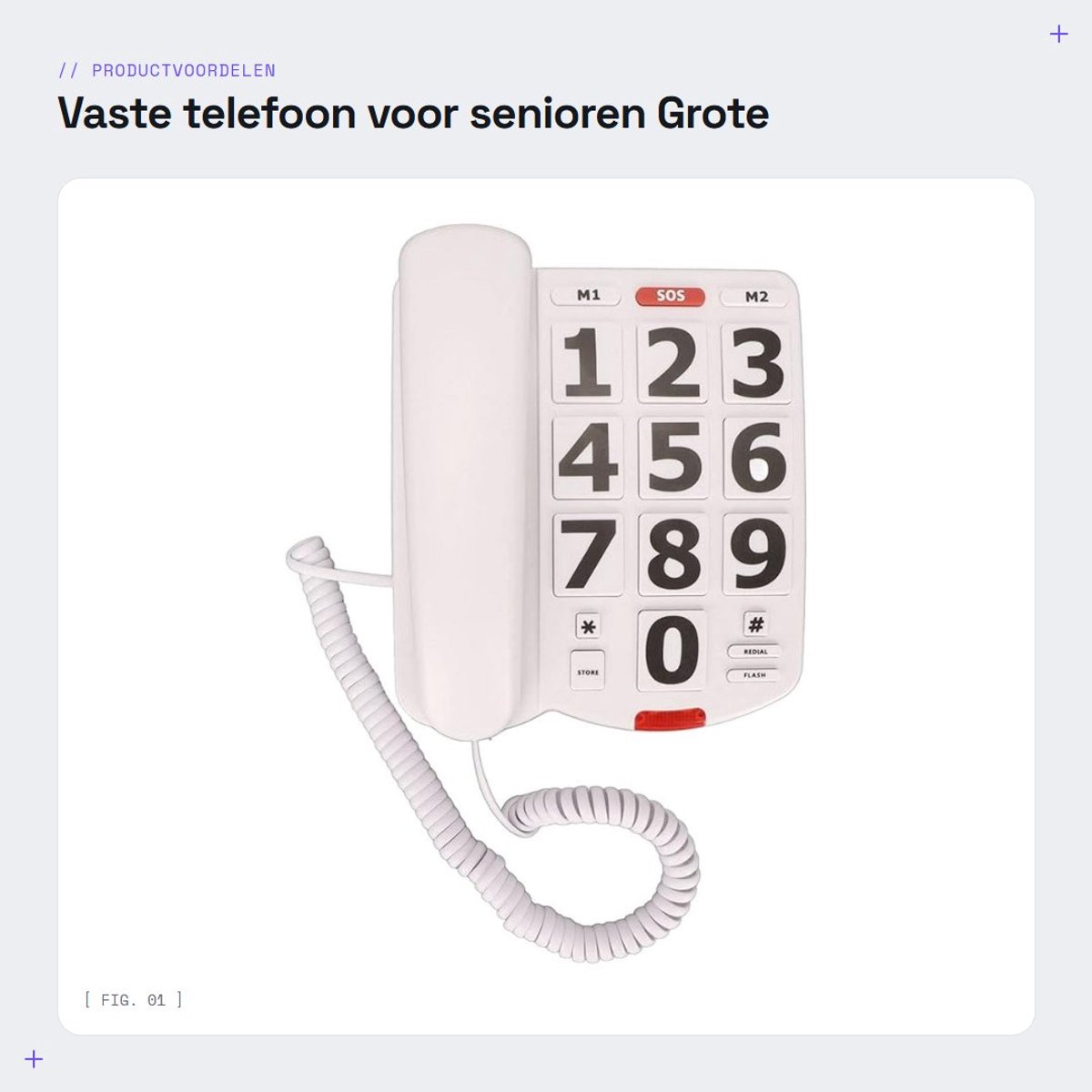Dailygoods- Seniorentelefoon met grote toetsen - Vaste Telefoon - Luide Beltonen - Sneloproepfunctie - Toetstelefoon - Geschikt voor Slechtzienden