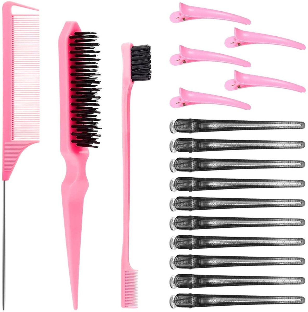 Dailygoods- Haarspelden Set 8 Stuks - Roze Haarspelden - Zwarte Haarspelden - Kapselgereedschappen - Haaraccessoires Kinderen - Kunststof Materiaal