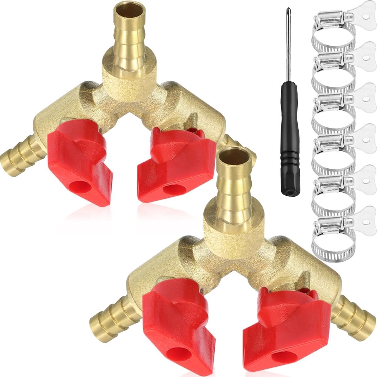 Dailygoods - Slangconnector - 3-Weg Systeem met Snelkoppeling - Messing Y-Vorm 8mm - 2 Stuks - Duurzaam en eenvoudig te installeren - Geschikt voor tu...