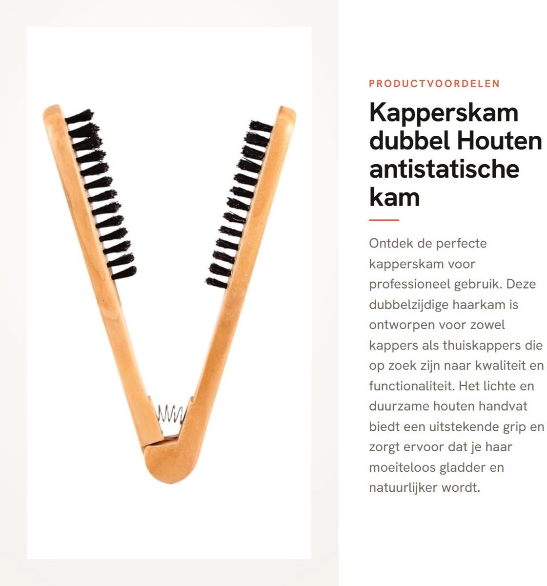 Dailygoods- Kapperskam Antistatisch - Houten Handvat - Professionele Kam - Dubbele Borstel - Lichtgewicht - Hoge Temperatuur - Haarkam