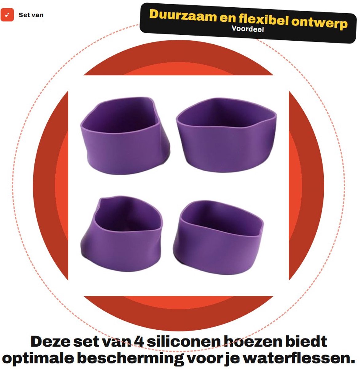 Dailygoods - Set van 4 Siliconen Beschermhoezen voor Waterflessen