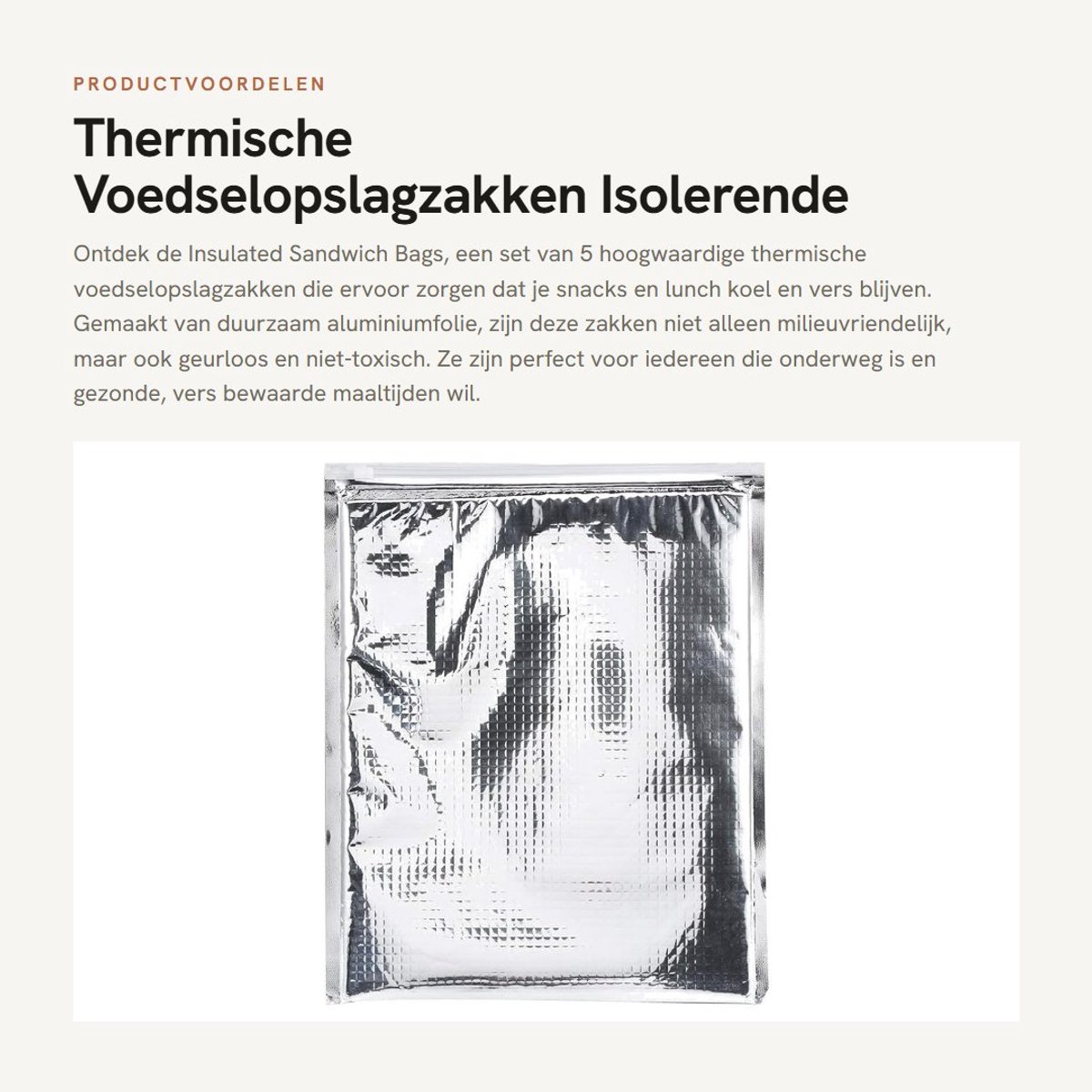 Dailygoods- Isolerende Broodtassen - Zipper Design - Aluminium Folie - 5 Stuks - Voedselopslag - Thermische Koeler - Duurzaam Materiaal - Koeltas