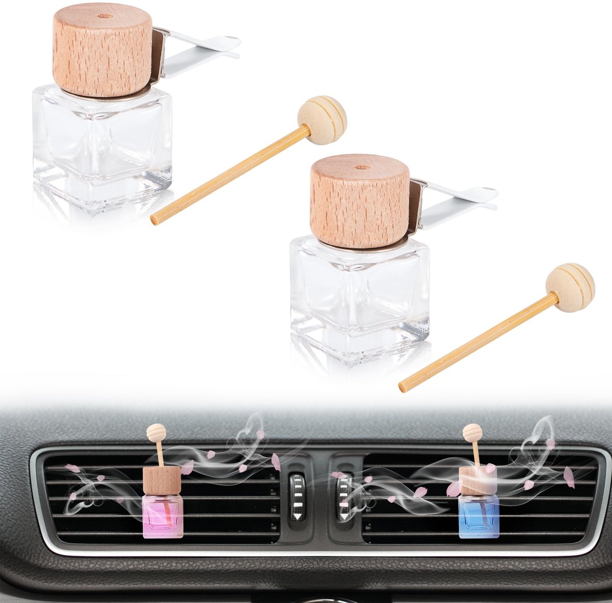 Allecto - auto parfum flessen vierkant - geurverspreider - elegant