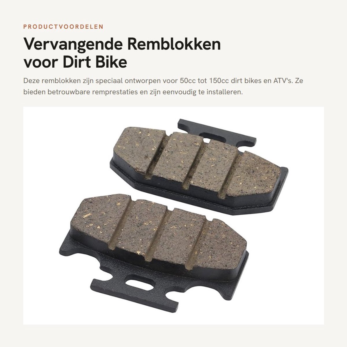 Remblokken Achterzijde Vervanging - Remblokken 50cc/70cc/110cc/125cc/150cc - Dirt Bike - ATV - Quad - Hoogwaardige Kwaliteit - Remschijven