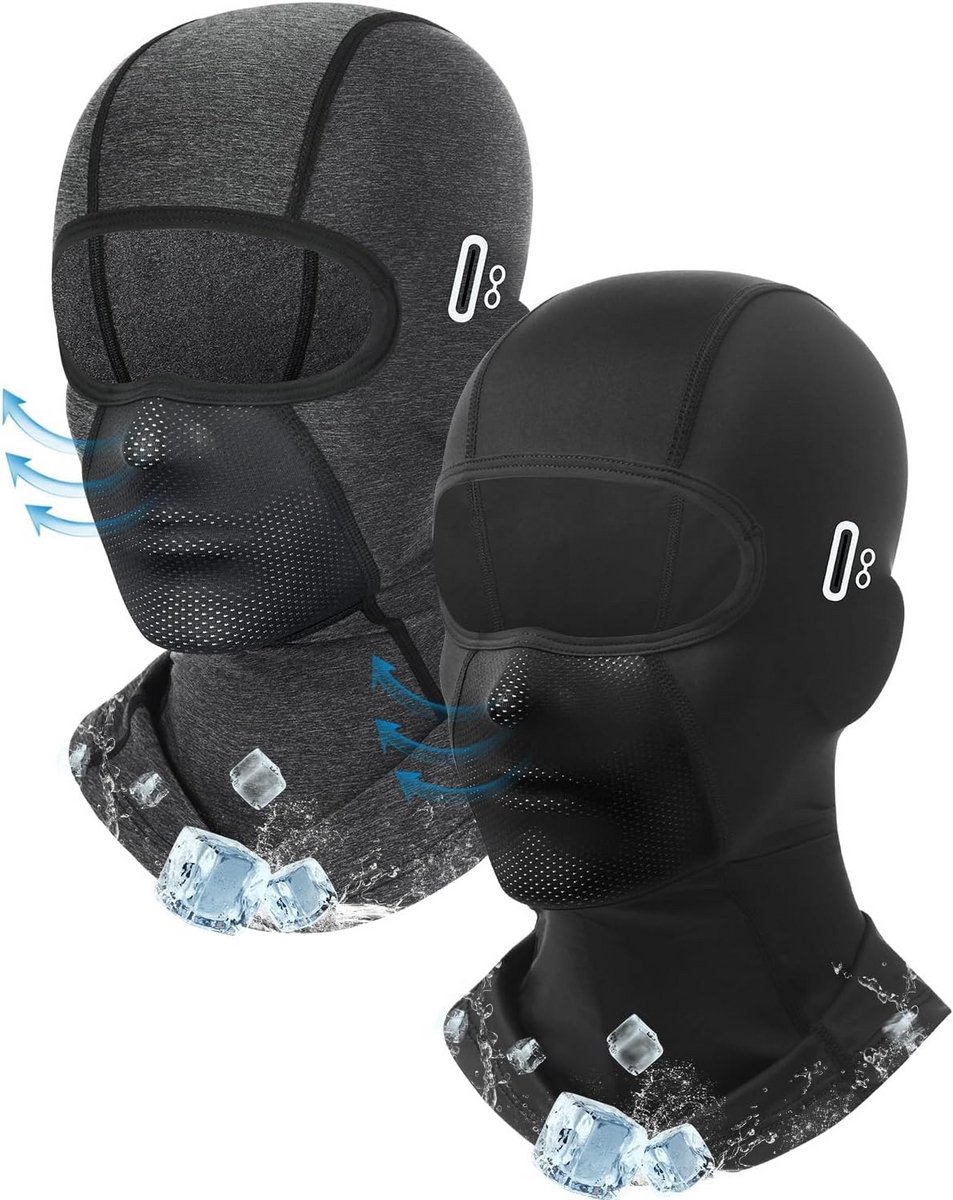 Bivakmuts 2 Stuks - Gezichtsmasker Hoofdband - Outdoor Activiteiten - Zacht Ademend Materiaal - Uniseks Volwassen - Zwart Grijs