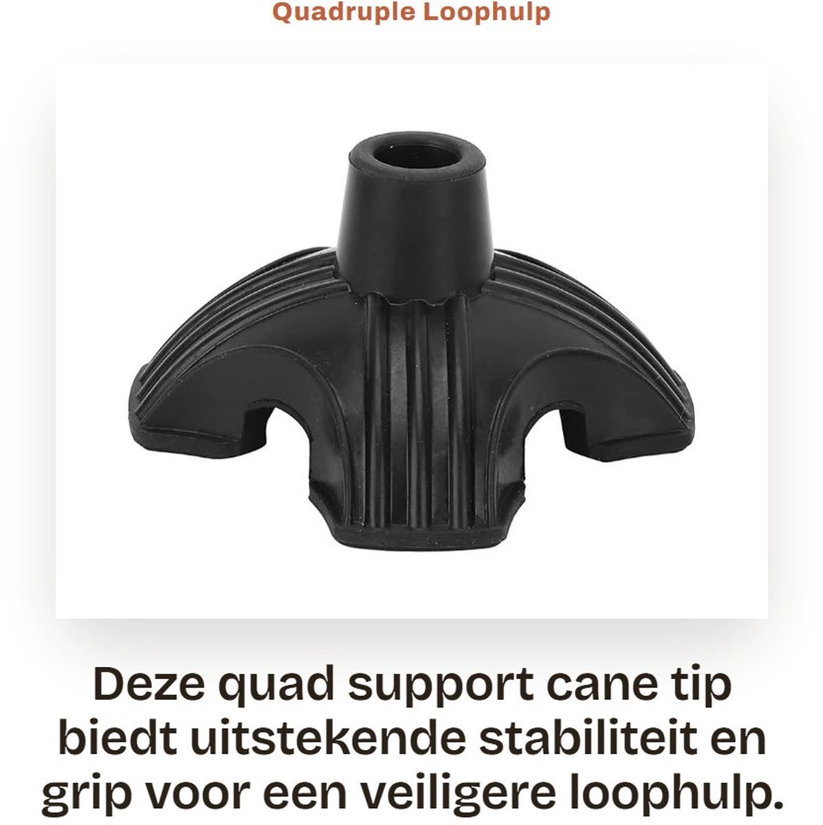 Dailygoods- Quadruple Loopstok Tip - Zelfstaand Rubber Vervanging - Slipweerstand - Slijtvast - Hole Diameter 19mm - Duurzaam