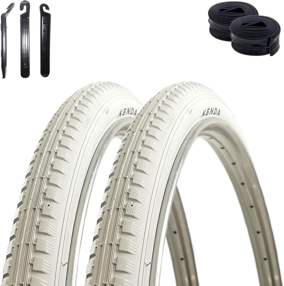 Fietsbanden Set - Banden en Binnenbanden - Fietstochten Maken - Universeel Trekking Profiel - 2x 40-635 - Wit