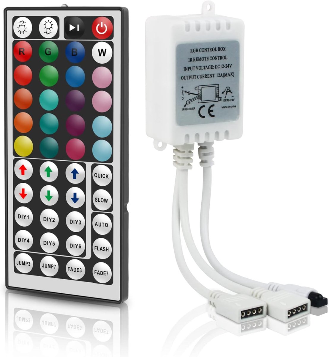 LED Strip Controller - Afstandsbediening Ontvanger - Sfeer Verlichting - Dubbele Uitgang - 12-24V - Zwart