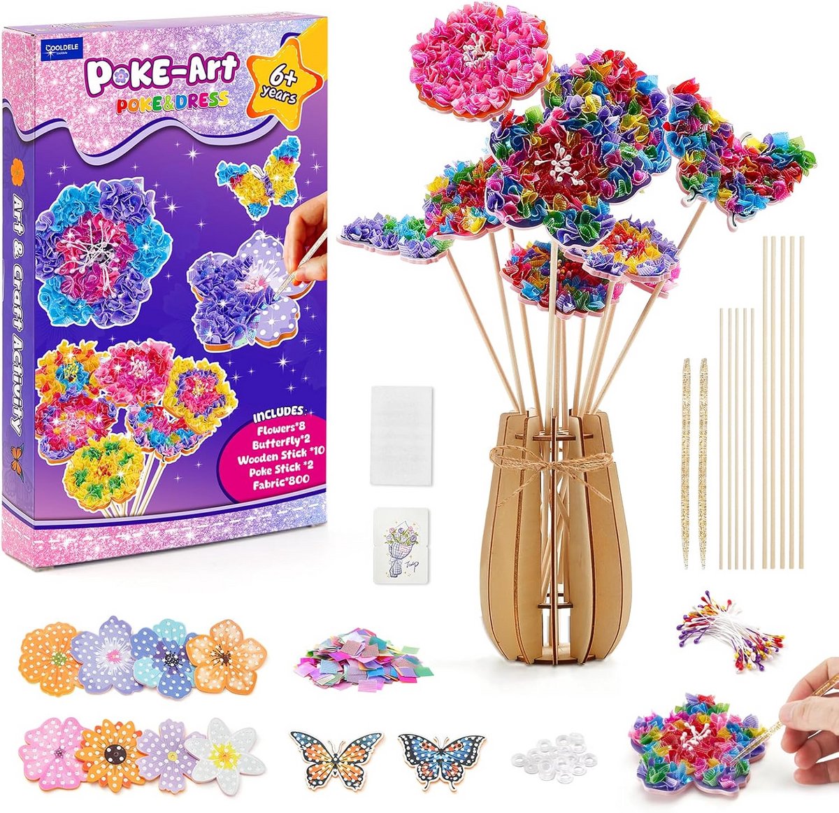 Knutselset Bloemenboeket - Doe-het-zelf Puzzel - Creatief Spelen - Rommelvrije Activiteit - 800+ Stukjes - Multicolor